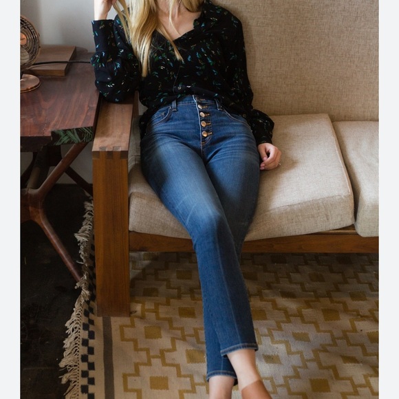 Veronica Beard Debbie Ankle Skinny High Rise Button Fly Jeans Sz 26